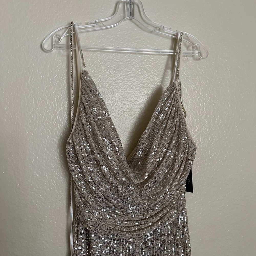 Cinderella Divine evening gown sparkle & shine backless side leg slit.